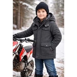 Urban Republic‎ Boys Hooded Wool Blend Jacket Coat Gray Size M (5/6)